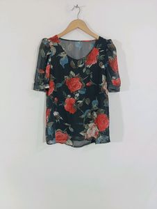 Black Printed Crop Top