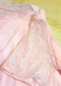 Pink Floral Lace Sleeve Blouse