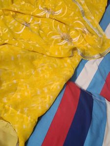 Yellow Saree with beautiful Flowers
