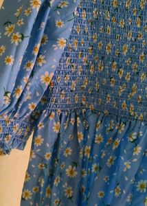 Balloon Sleeves Flower Dress