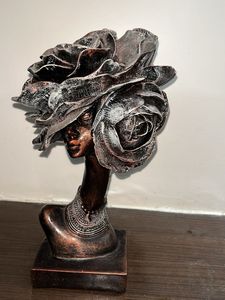 Elegant Lady Head Bust with Rose Accent Showpiece