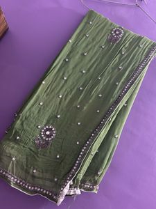 Gorgeous Green Embroidered Saree