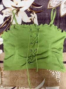 Green Lace Up Tank Top