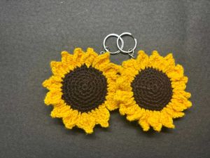 Sunflower Crochet Keychain
