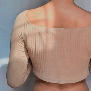 Cute Beige Crop Top