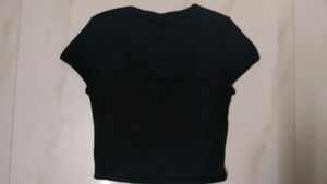 Square Neck Black Crop Top
