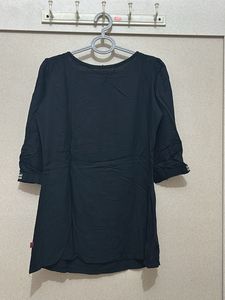 Black Tunic Top with Embroidered Detail