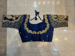 Navy &amp; Gold Embroidered Blouse(brand New)