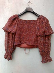 New With Tag Korean Floral Print Long Sleeve Top