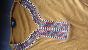 Embroidered Mustard Top