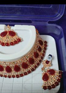 Elegant Red Stone Jwellery Set