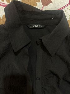 Black Collar Neck Casual Shirt