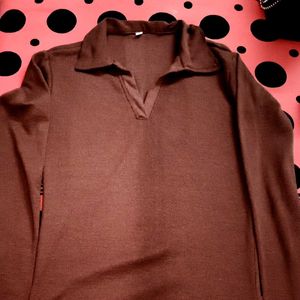 Zudio Coffee Brown Polo Crop Top