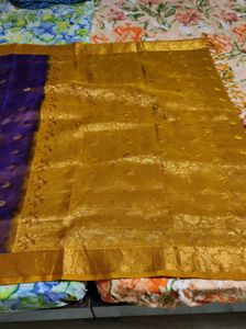 Purple &amp; Gold Kanchipuram Silk Saree