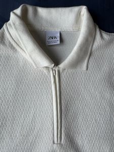 Zara cream polo shirt