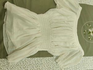 White Flowy Top with off shoulder detailing