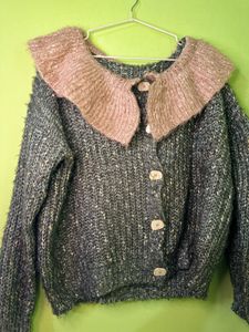 Golden and Green Colour Sweater For Girls