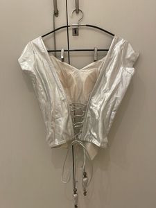 Boutique stitched silver corset blouse
