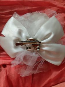 White Flower Satin Bow