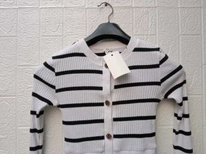 New With Tag Korean Striped Knit Cardigan
