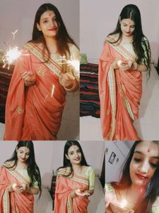 Elegant  hevy Peach Saree with blouse