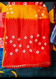 (new)chunari print satin silk saree