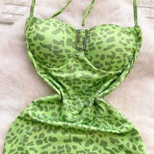 Green Animal Print Dress