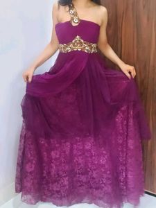 Elegant Purple Embellished Gown
