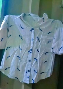 Blue Patterned Button-Down Shirt