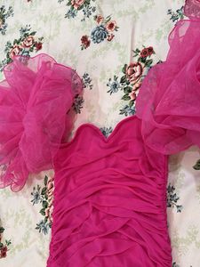 Pink Bodycon Ruched Mini Burthday Dress