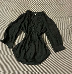 Elegant Black Ruffle Blouse