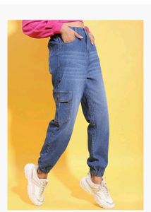 Blue Denim Cargo Joggers