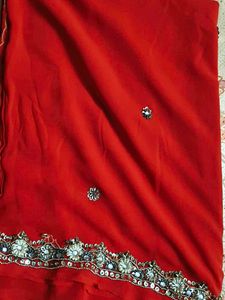 Red Embellished Saree