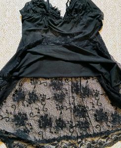 mesh Gothic babydoll lace ruffle black cami 🦇🖤