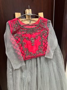 Pretty Grey Pink Lehngha Choli