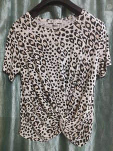 Leopard Print Twist-Front Top