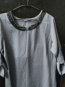 Gray Embellished Blouse