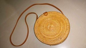Boho Chic Rattan Circle Bag