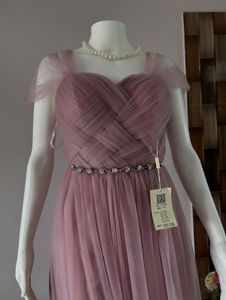 Pink Gown With Stone Studded Waistline