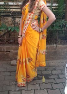 Elegant Yellow Floral Saree
