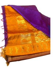 Purple Saree with Gold Border
