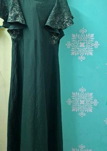Green Dress with Floral Sleeves