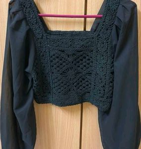 Crochet Square Neck Crop Top🎀🖤