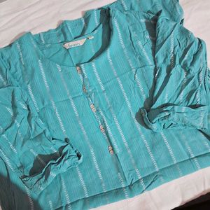 Fusion Teal Button-Down Top
