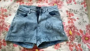 Denim Shorts with Art