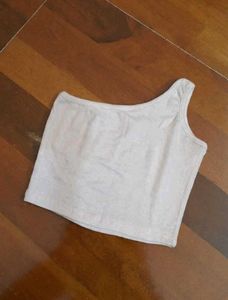 White One Shoulder Crop Top