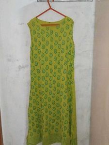 Lime Green Sleeveless Kurta