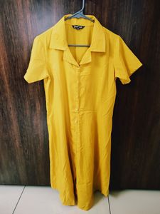 Yellow Festive Wear Figure Hugging Dress.