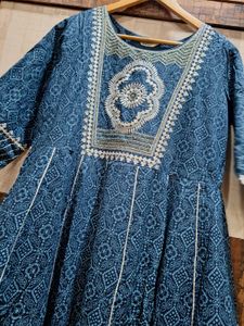 Blue Anarkali Embroidered Maxi Dress