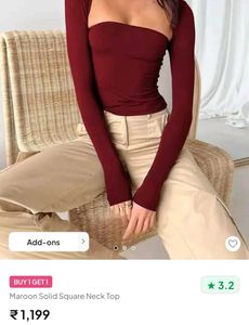 NEWME Maroon Square Neck Top